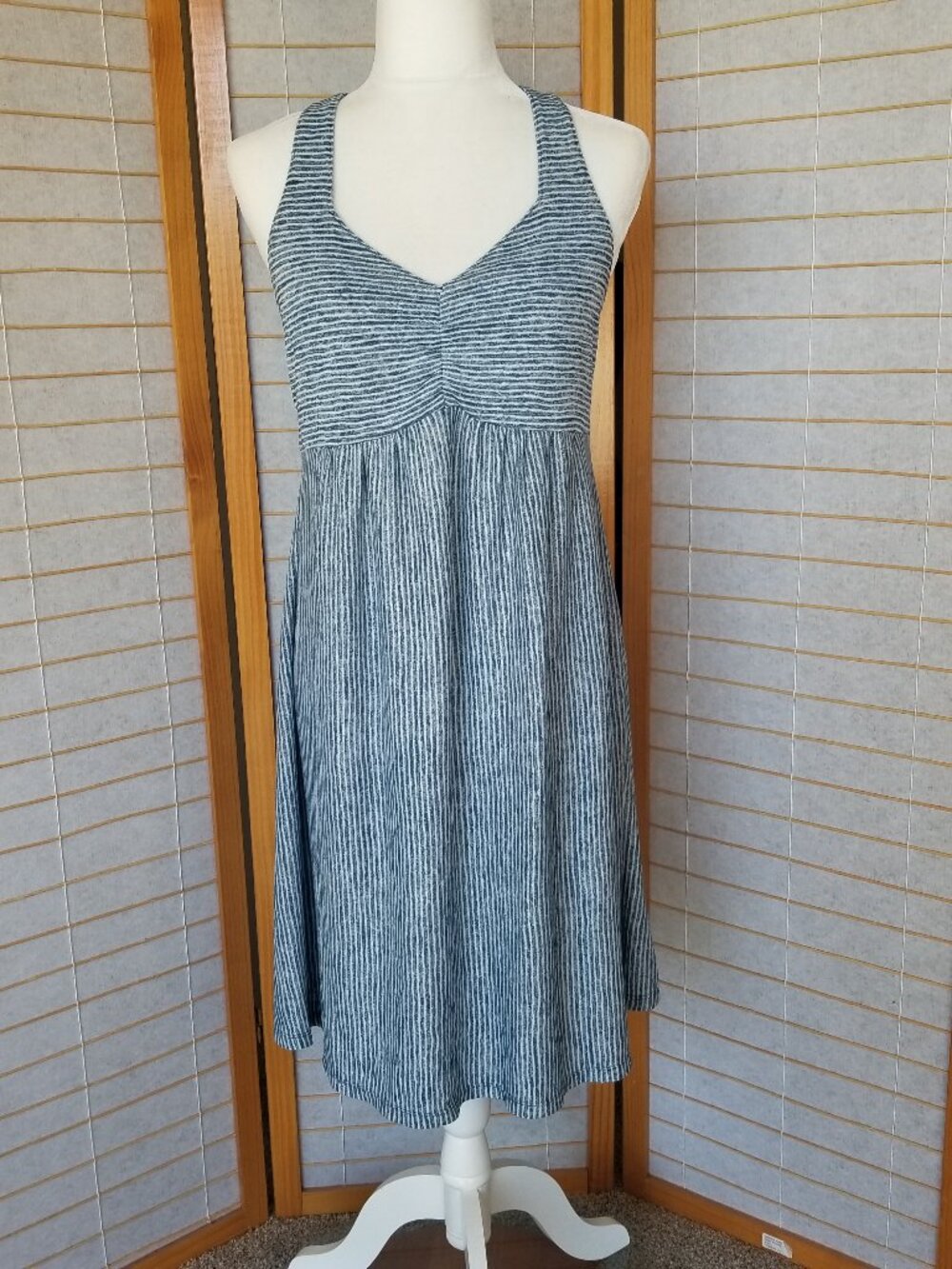 Blue Stiped Beach Mini Dress Sundress Pool Cover-Up Size Medium